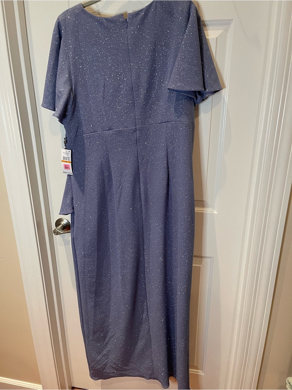 Plus-Size Glitter Wrap Maxi Dress in periwinkle Blue - Picture 11 of 16
